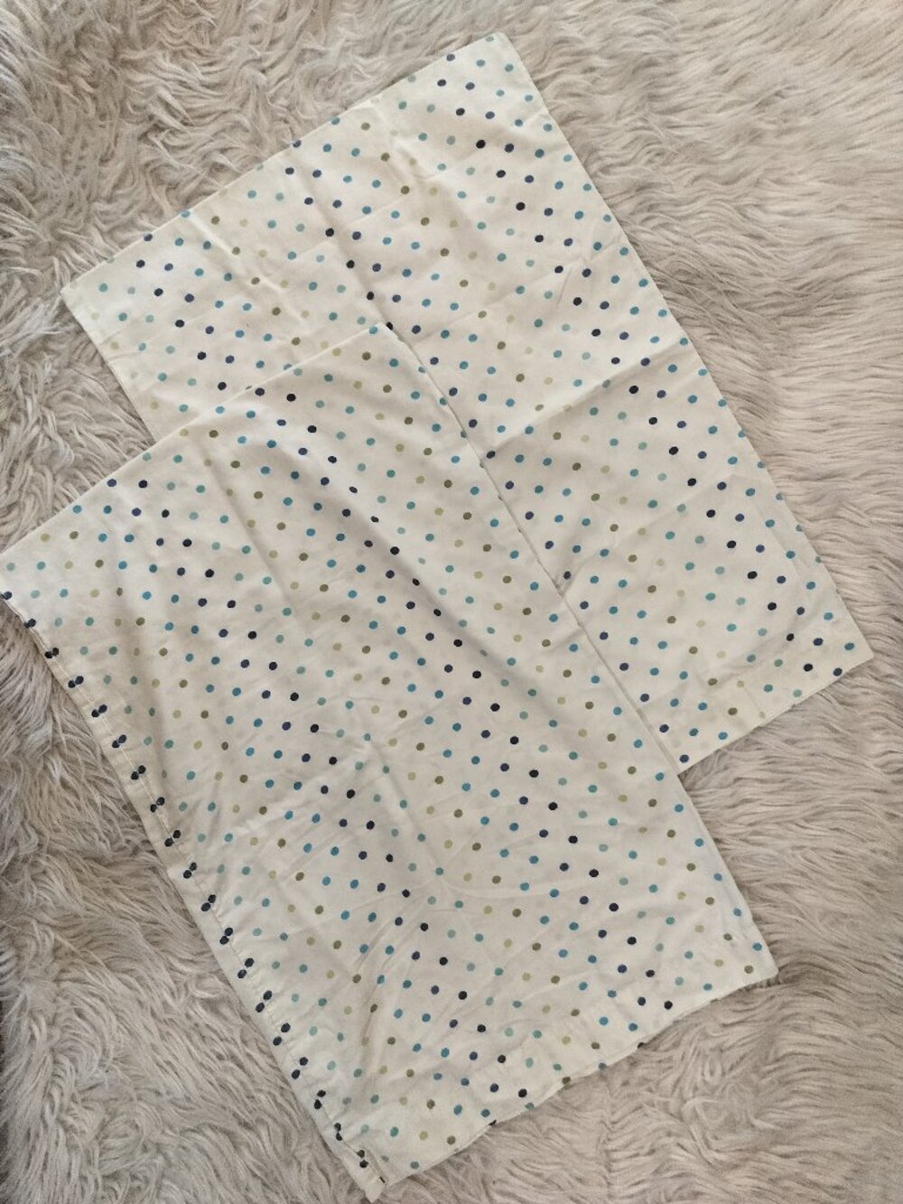 Room Essentials Brand Blue & Green Polka Dot Standard Pillowcase Set of 2